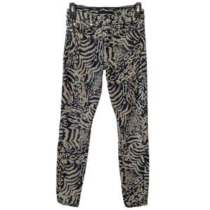 7 For All Mankind 7FAM The Ankle Skinny Jeans Royal Leopard Print Size 25